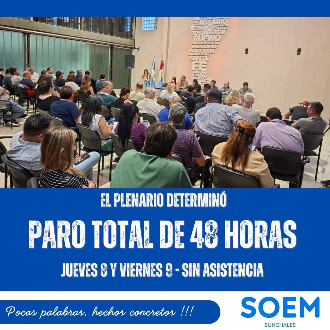 Paro total por 48 horas - Jueves 8 y viernes 9 - Sin asistencia a los lugares de trabajo